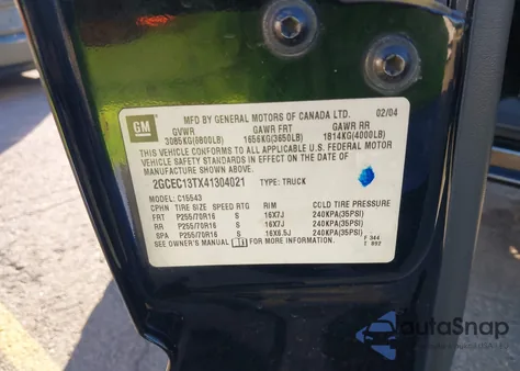 2004 Chevrolet Silverado 1500 Ls z USA, uszkodzony, nr VIN 2GCEC13TX41304021